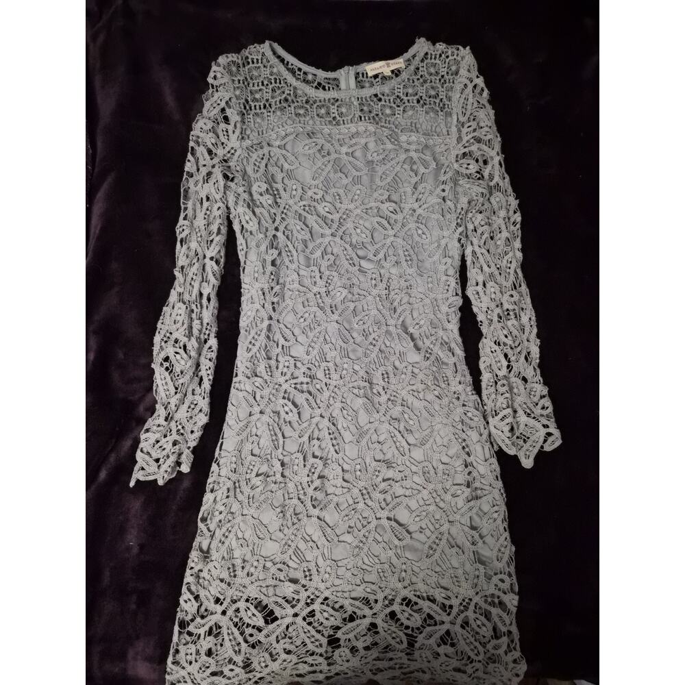 Size Medium Altar'd State Long Sleeve Lace Woven Crochet Gray Pencil Dress